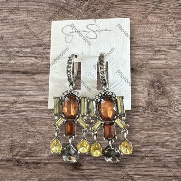 Jessica Simpson Jewelry - Vintage Jessica Simpson Elegant Brown and Yellow Drop Earrings NWOT
